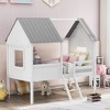 Whisen Morden Design Twin Size Low Loft Wood House Bed with Two Side Windows - 2 of 4