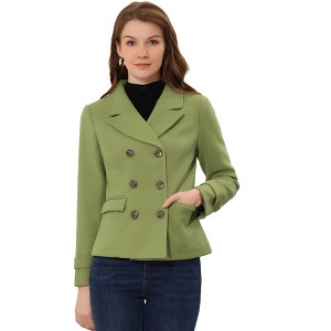 INSPIRE CHIC Women's Notched Lapel Double-Breasted Pea Coat - 1 of 4