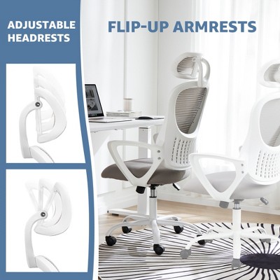 ALEXOUN Home Office Computer Chair,Mesh Lumbar Support Work Chairs with Wheels and Adjustable Headrests & Arms for Bedroom,Study,