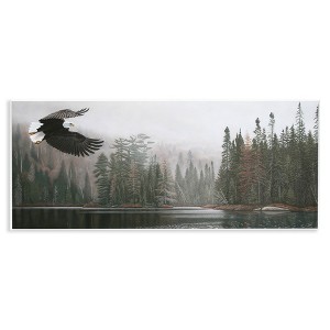 Stupell Industries Eagle Soaring Over Lake Wall Plaque Art, 17" x 7" - 1 of 4