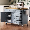 52'' Kitchen Island with Drop Leaf, Kitchen Island on Wheels With 5 Drawers, Kitchen Storage Cart, Rolling Kitchen Island Table for Dining Room - 2 of 4