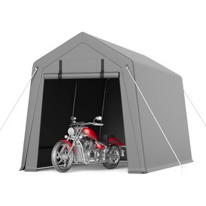 Motorcycle Storage Sheds 7x15 FT, Portable Shed with Rolled up Zipper Door, Waterproof, Storage Tent Heavy Duty for Motorcycle, Garden Tools, Grey - 1 of 4