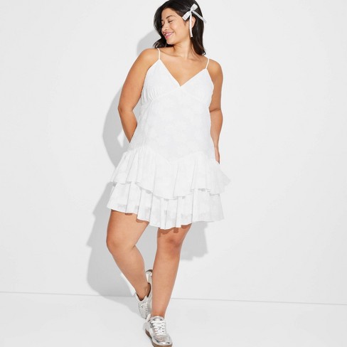 Women s Game Day Ruffle Mini Skater Dress Wild Fable White Xxl Target