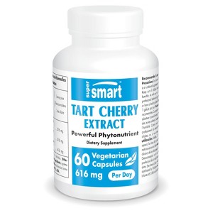 SuperSmart Tart Cherry Extract 616mg per Day - Patented CherryPURE Tart Cherry Montmorency | Non-GMO, Vegan & Gluten Free - 60 Vegetarian Capsules - 1 of 1