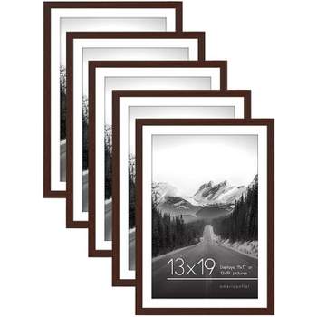 Americanflat 14x14 Light Wood Wedding Signature Picture Frame Displays 5x7  Photo with Polished Glass