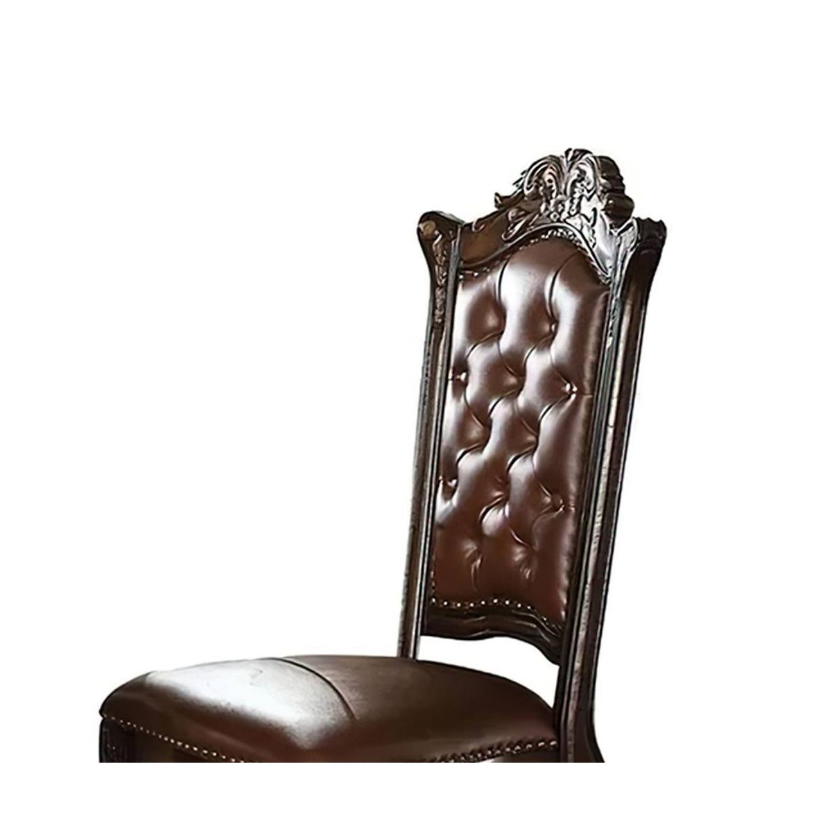 Set of 2 23" Vendome Dining Chairs Cherry - Acme Furniture: Traditional Carved, Nailhead Trim, Polyurethane Upholstery - thumbnail 5