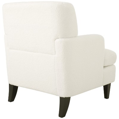 Modern White Teddy Fabric Upholstered Accent Chair with Wood Legs