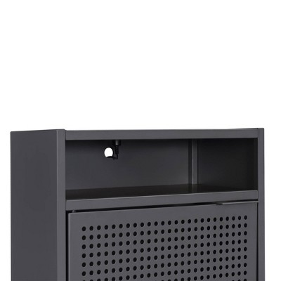 Gemma Contemporary Gray Metal Nightstand with USB Port