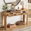 52" Rustic Console Table with 3 Drawers and Curved Corners, Wooden Entryway Table with Thick Legs, Sofa Table for Hallway or Living Room-Koiai - 2 of 4