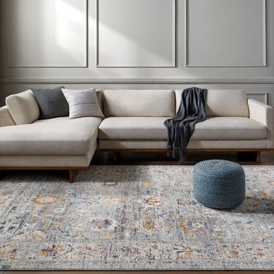 Tanina Light Gray and Pale Blue Synthetic Area Rug 6'7" x 9'6"