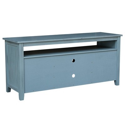 Ocean Blue Solid Wood 60" Entertainment TV Stand with Cabinet