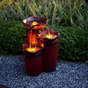 Teamson Home Outdoor 3-Tier Glazed Pot Floor Fountain with LED Lights, Red - 4 of 4