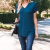 Amaryllis Women's Short-Sleeve Casual V-Neck High-Low Hem Tee Soft Lightweight Comfortable - 3 of 3