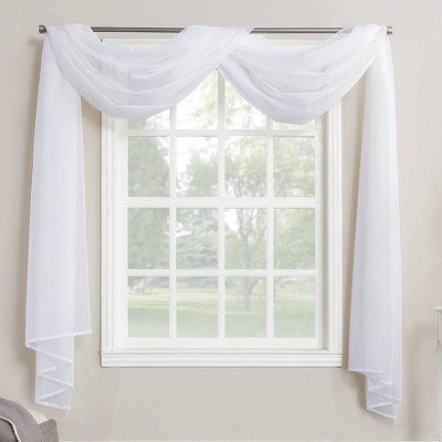 Sheer Voile Window Curtain Scarf White 