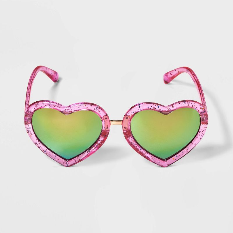 Toddler Girls&#39; Heart Sunglasses - Cat &#38; Jack&#8482; Pink, 1 of 3