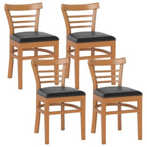 Tangkula Modern Dining Chair Set of 4 Upholstered Kitchen Chair w/Rubber Wood Legs - 1 of 4