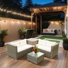 YOOCOZZ 4-Piece Outdoor Patio Wicker Rattan Sectional Sofa Set with 2 Loveseats, Storage Box and Table - Beige - 3 of 4