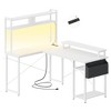 Aheaplus L Shaped Desk with Charging Staion and LED Light, Corner Computer Desk with Hutch and Monitor Stand - 2 of 4