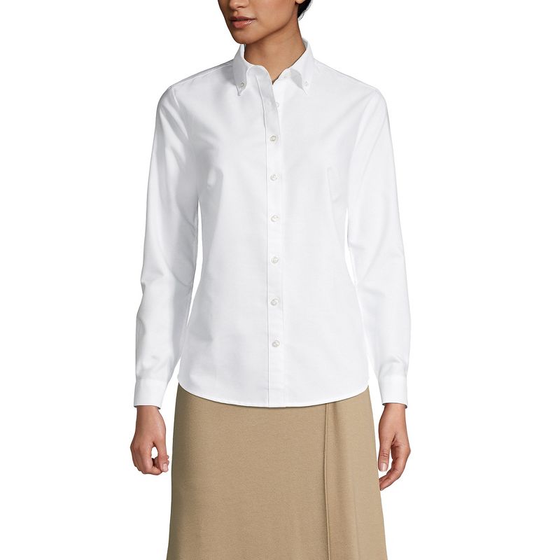 Lands' End School Uniform Women's Tall Long Sleeve Oxford Dress Shirt, 3 of 5