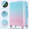 Naysaye Luggage 3 Piece Set Carry-on Suitcase with USB Port Spinner Wheels Durable Hard Shell for Travel, Blue and Pink, 19.2"*11.6"*28.4" - 2 of 4
