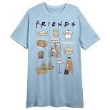 Friends TV Series Icons Women’s Blue Short Sleeve Crew Neck Sleep Shirt