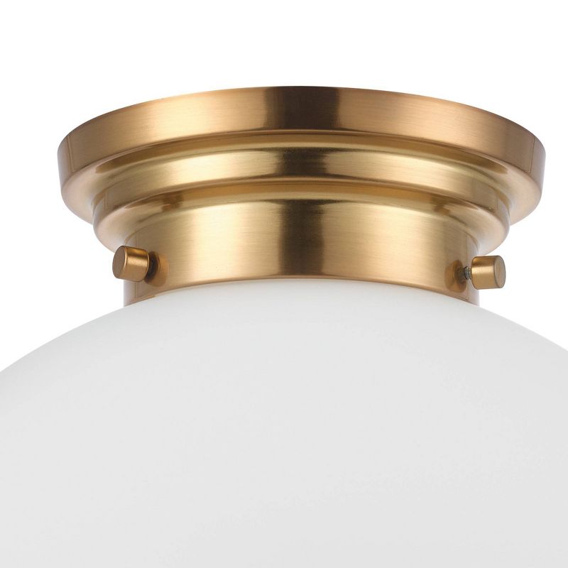 Portland 1-Light Matte Brass Semi-Flush Mount Ceiling Lighting with Opal Glass Shade - Globe Electric, 3 of 9