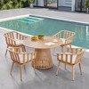 Decksplore 5 Piece Outdoors Round Dining Table Set, Aluminum Kitchen Dining Table Set with Holes, Dining Room Furniture with Cushion for Party - 2 of 4