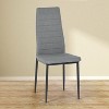 FurnitureR Dining Chairs Set of 4, Fabric Upholstered Padded Ergonomic High Back Chair Armless for Home Kitchen Dining Room, Space-Saving, Grey - 3 of 4