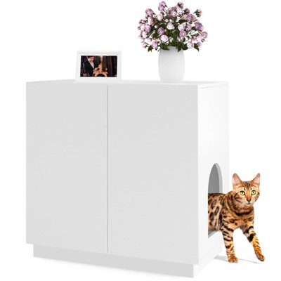 APRILSOUL Large and Tall Litter Box Enclosure, Modern Wooden Litter Box Furniture for XL Litterbox with Hidden Storage as Sideboard Cabinet