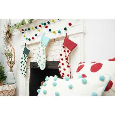 48" Multicolor Pompom Outdoor Garland