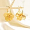 Gold Flower Earrings for Women Boho Floral Hoop Dangle Petal Earring Prom Wedding Jewelry Gifts - 4 of 4