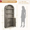 L-Shape Arched Bookcase w/ Doors Tall Bookshelf Farmhouse Bookcase Cabinet w/ Shelves Wooden - 2 of 4