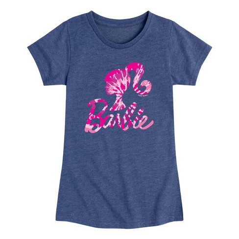 Girls' Barbie Pink Tie-dye Logo Short Sleeve Graphic T-shirt - Heather Navy  Blue : Target