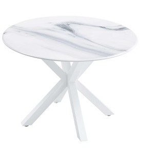 VYNXARIA 42.1"WHITE Table cross leg Mid-century Dining Table for 4-6 people With Round Mdf Table Top, Pedestal Dining Table, End Table Leisure  Table - 1 of 4
