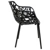 LeisureMod Devon 5-Piece Aluminum Outdoor Patio Dining Set with Tempered Glass Top Table and 4 Stackable Flower Design Arm Chairs - 4 of 4