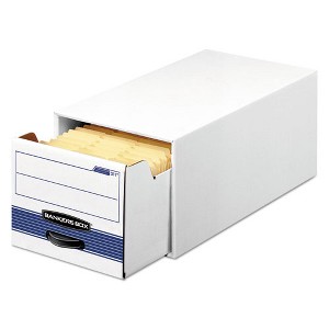 Bankers Box STOR/DRAWER STEEL PLUS Extra Space-Savings Storage Drawers, Letter Files, 10.5" x 25.25" x 6.5", White/Blue, 12/Carton - 1 of 2