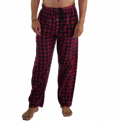 Members Only Men's Fleece Sleep Pant with Two Side Pockets - Multi Colored  Loungewear, Relaxed Fit Pajama Pants for Men, Red Plaid L