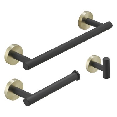 BWE 3-Piece Bath Hardware Set with Towel Hook and Toilet Paper Holder and Towel Bar Wall Mount