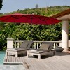Tangkula 15 ft Outdoor Patio Umbrella Double-Sided Shade Offset Wine Red - 2 of 4