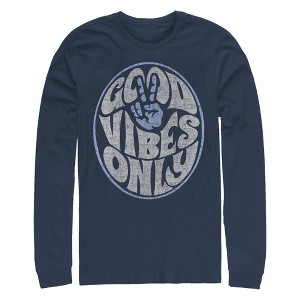 Men's Lost Gods Good Vibes Only Peace Sign Distressed Long Sleeve Shirt - 1 of 4