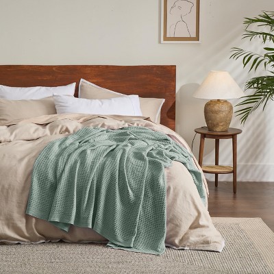 Bedsure | Waffle Weave 100% Cotton Solid Blanket For All Season, Breathable and Soft, Waffle Weave Blanket for Summer Spring, Bed Blanket, Best Gift