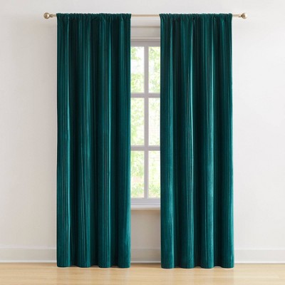 38"x34" Lush Decor Glam Pleated Velvet Light Filtering Window Curtain Panels Blue Pair