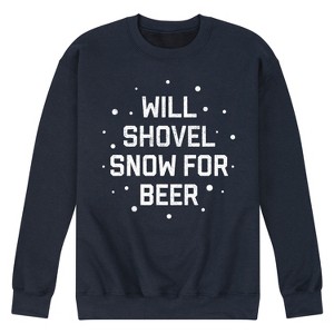 Men's - Instant Message - Will Shovel Snow For Beer Christmas Graphic Fleece Sweatshirt - 1 of 4