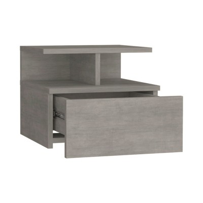 GlasFlength Nightstands Wall Mounted Bedside Table Storage Nightstand Floating Nightstand with Drawer for Room, Gray, 13.2"*14.01"*11.61"