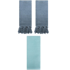 REGALWOVEN 3 Packs Cotton Soft Absorbent Tassels and Waffle Decorative Hand Towel - 1 of 4
