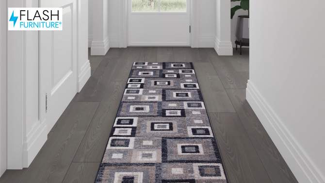 Flash Furniture Gideon Collection Geometric Olefin Area Rug with Cotton Backing, Living Room, Bedroom, 2 of 11, play video