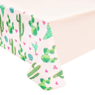 Sparkle and Bash 3-Pack Pink Cactus Disposable Plastic Table Cover Tablecloth Party Supplies 54"x108"