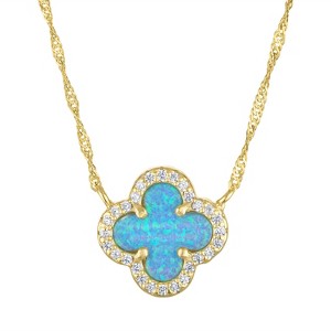 Junior Jewels 14K Gold Over Sterling Silver Created Opal Necklace, White, Blue - 1 of 2