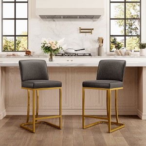 Captiva Designs 24 inch Height Bar Stool with Faux Leather & Padded Seat and Back & Sturdy Steel Frame - 1 of 4