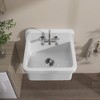24 in. W x 20 in. D Wall Mount Laundry/Utility Sink in White Floating Ceramic Sink Farmhouse with Bracket and Strainer - 3 of 4